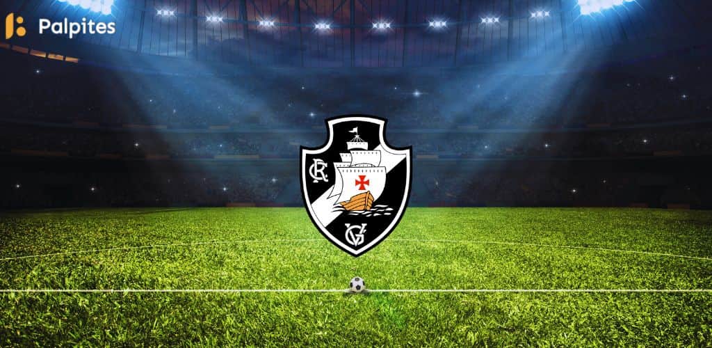 Escudo do Vasco com estádio de futebol ao fundo